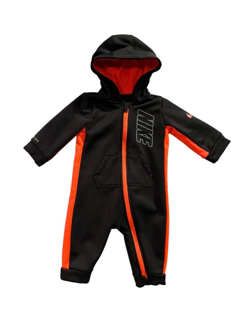 Nike Baby Size 6 Month Dri-Fit Hooded Black & Red Full-Zip Jumpsuit